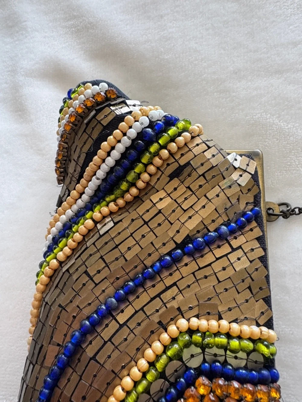 ARDEN B. Beaded Evening Clutch Bag in Copper/Gold and Multicolor